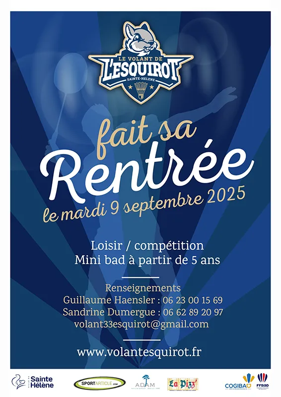 Affihe de la rentrée 2025 du Club de badminton Volant de l'Esquirot de Sainte-Hélène